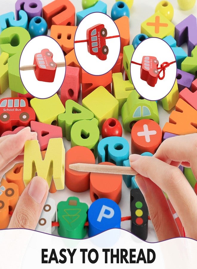 BMTOYS Wooden Lacing Toy Alphabet Number Threading Beads for Boys Girls Age 3 4 5 6 Montessori Educational Learning Birthday Gift - Image 5